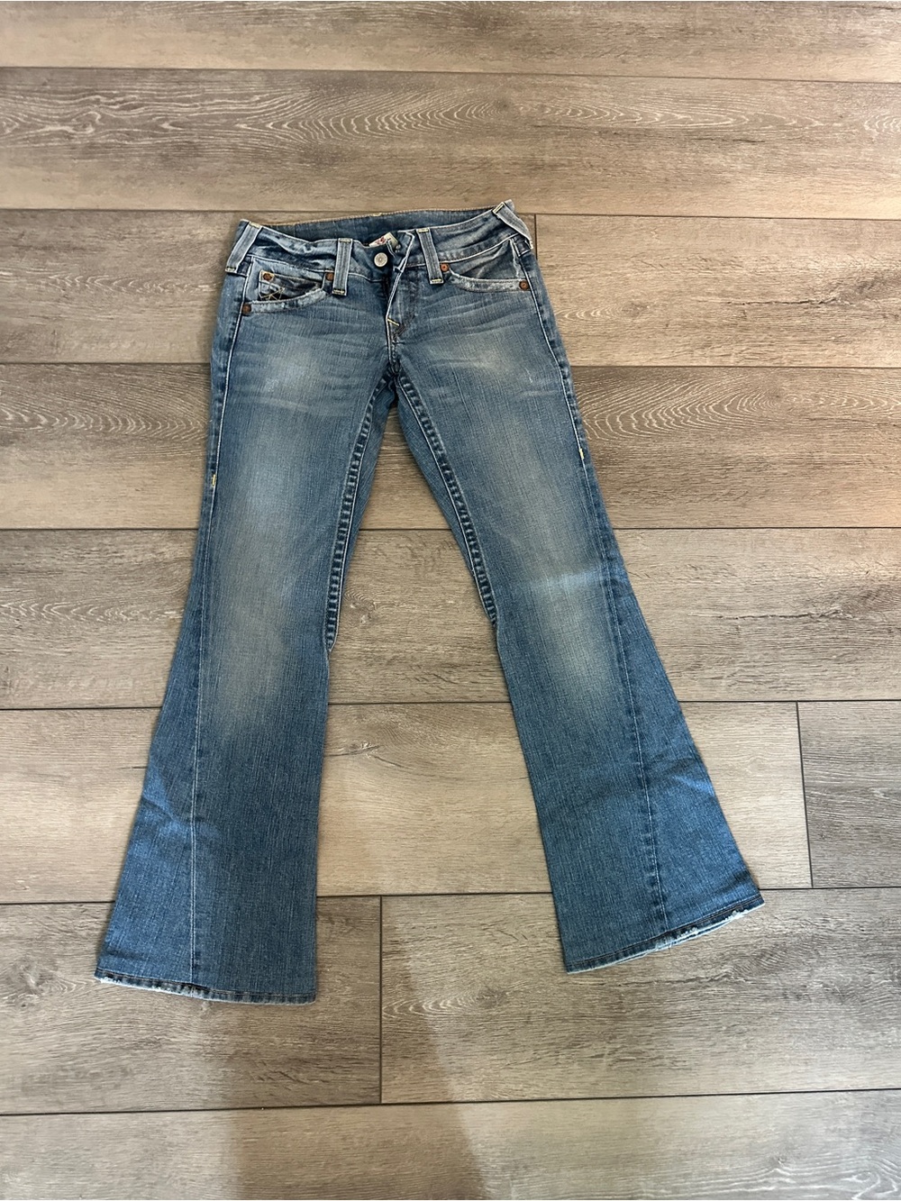 Vintage Y2K True Religion Joey Light Blue Flared Low Waisted Jeans Size 29